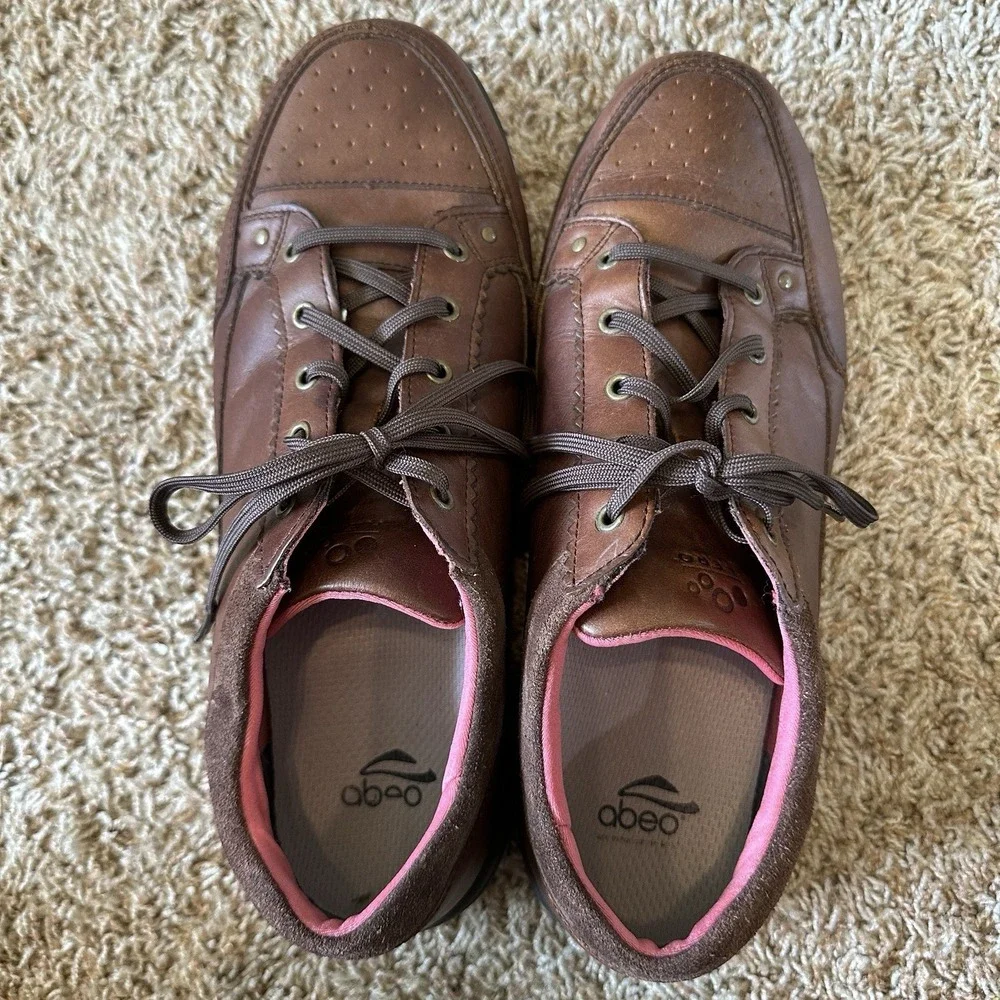 Abeo Cadis Brown Leather Comfort‎ Walking Shoes Womens Size 9M Casual Sneakers